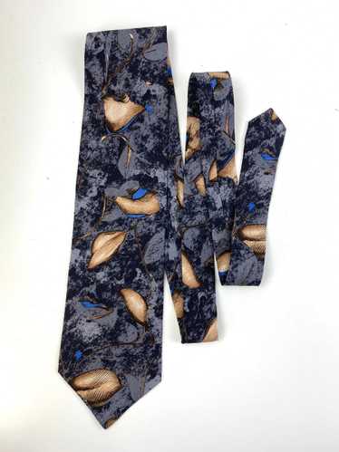 90s Deadstock Silk Necktie, Men's Vintage Grey/ B… - image 1