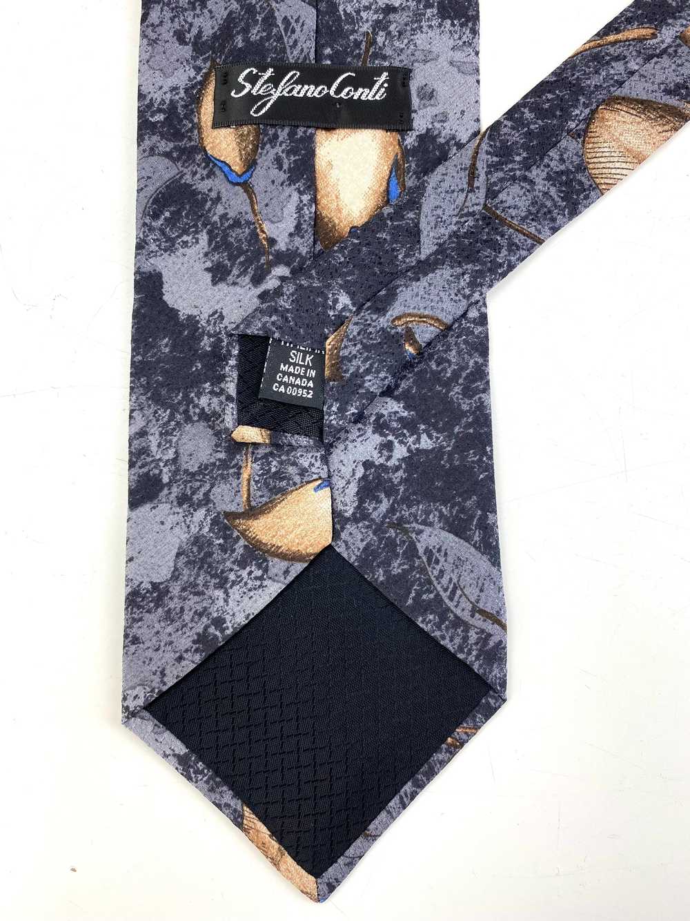 90s Deadstock Silk Necktie, Men's Vintage Grey/ B… - image 3