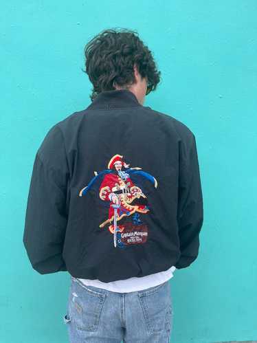 CAPTAIN MORGAN EMBROIDERED SNAP UP BOMBER JACKET
