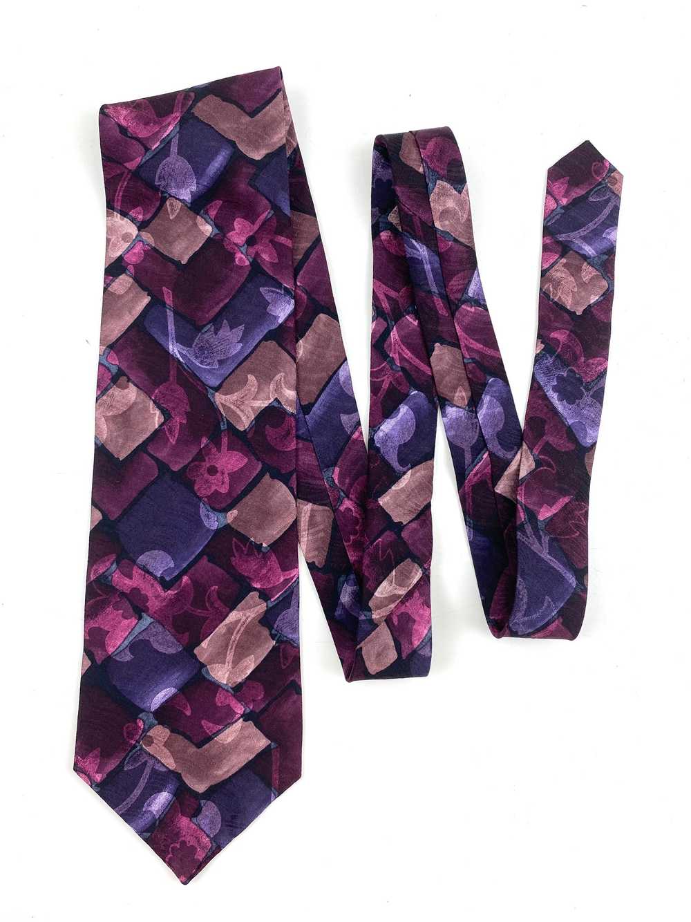 90s Deadstock Silk Necktie, Men's Vintage Purple … - image 1