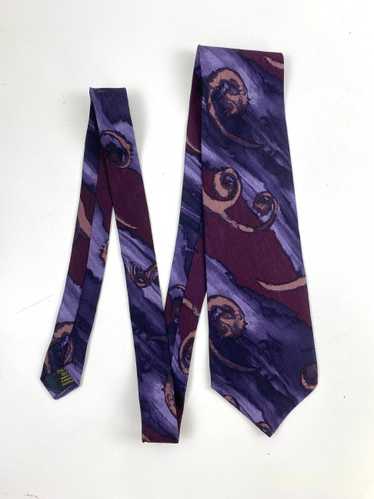 90s Deadstock Silk Necktie, Men's Vintage Purple … - image 1