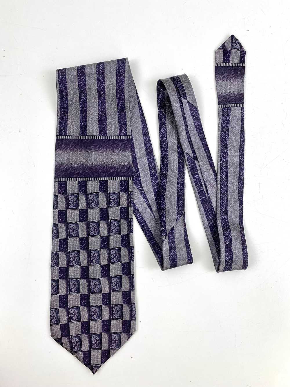 90s Deadstock Silk Necktie, Men's Vintage Purple … - image 1