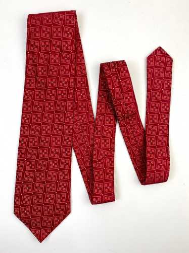 90s Deadstock Silk Necktie, Men's Vintage Red Geom