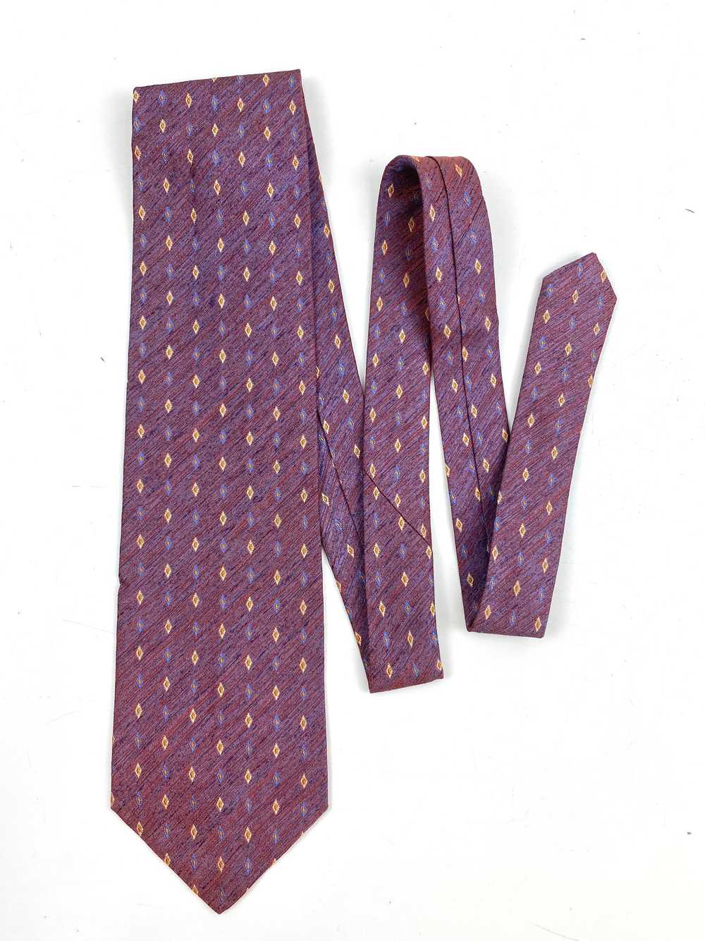 90s Deadstock Silk Necktie, Men's Vintage Red/ Bl… - image 1