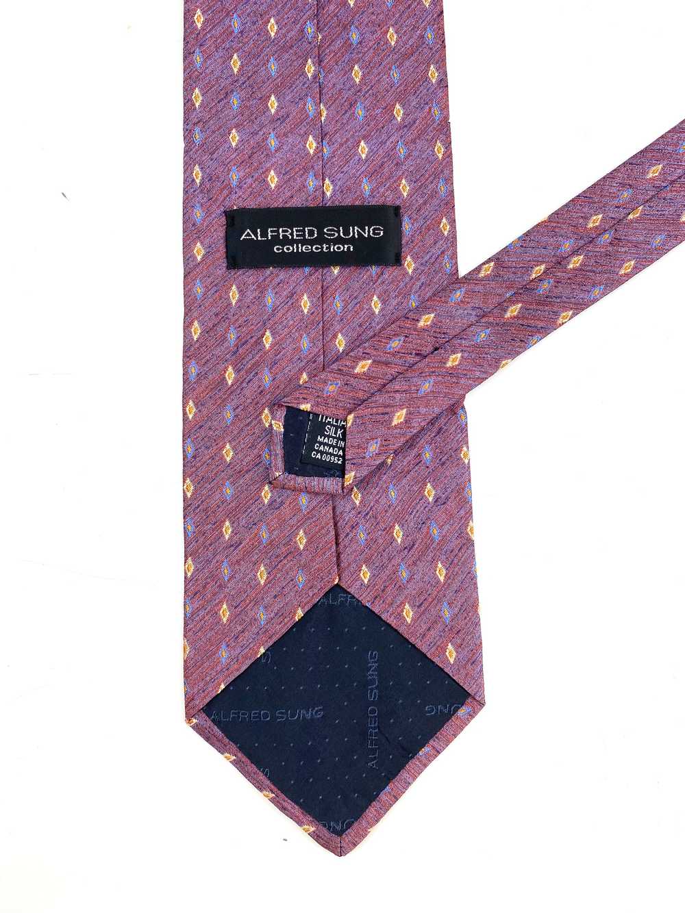 90s Deadstock Silk Necktie, Men's Vintage Red/ Bl… - image 3