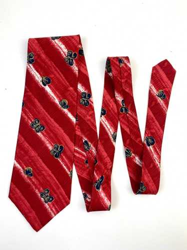 90s Deadstock Silk Necktie, Men's Vintage Red/ Na… - image 1