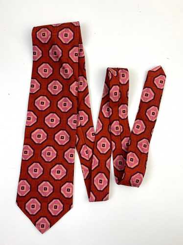 90s Deadstock Silk Necktie, Men's Vintage Red/ Pi… - image 1