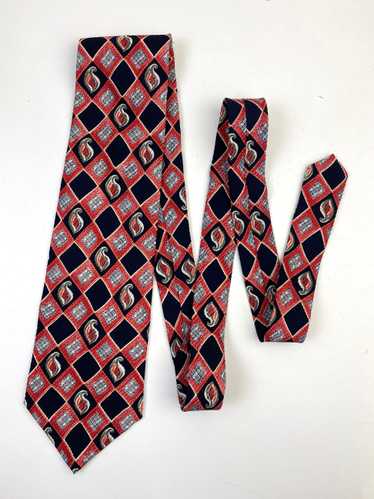 90s Deadstock Silk Necktie, Men's Vintage Red/Blu… - image 1