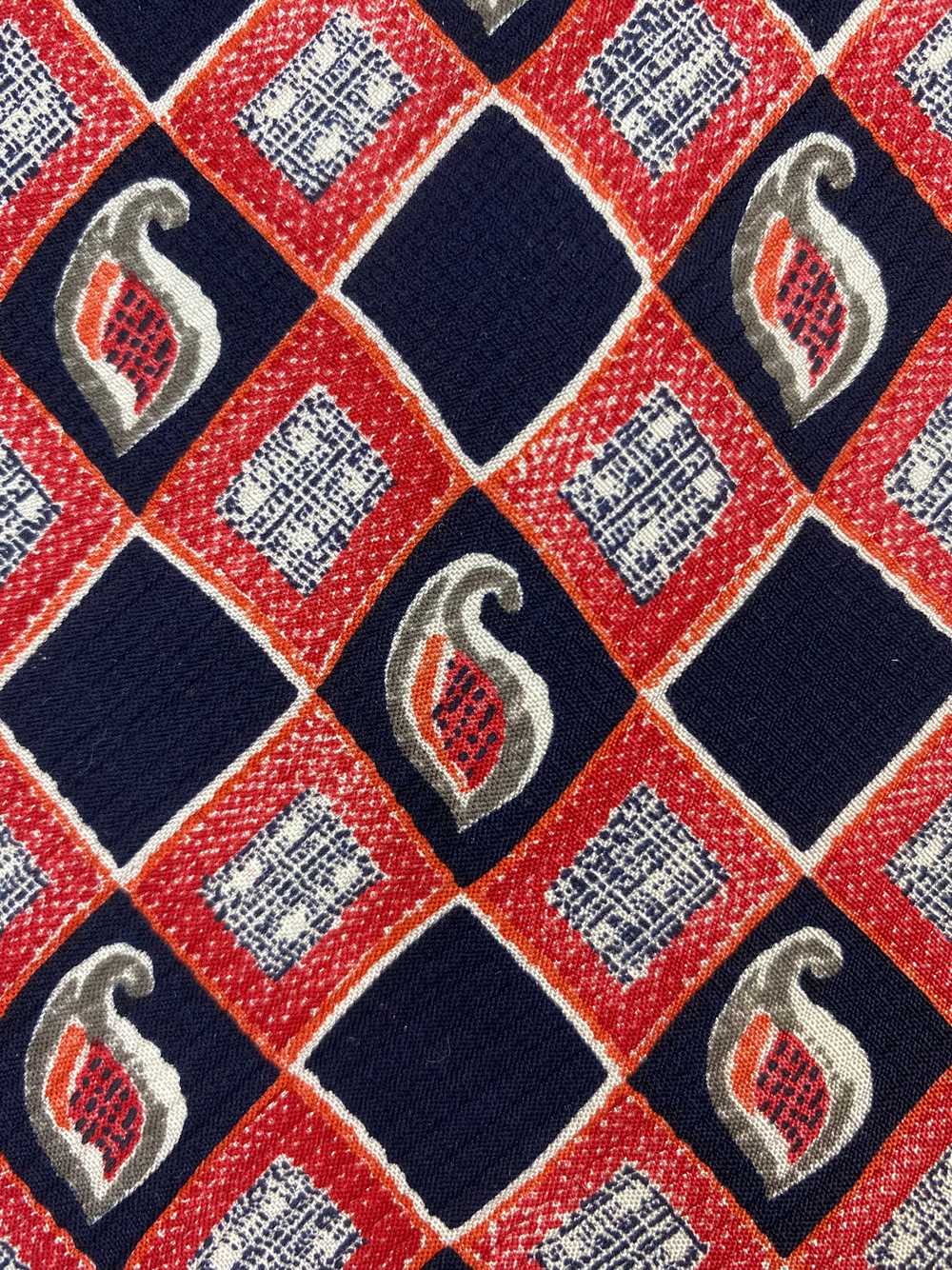 90s Deadstock Silk Necktie, Men's Vintage Red/Blu… - image 2