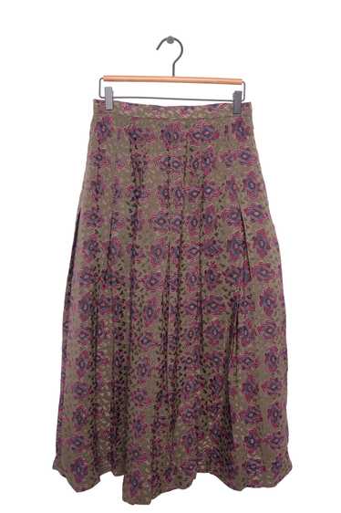 Pleated Silk Maxi Skirt