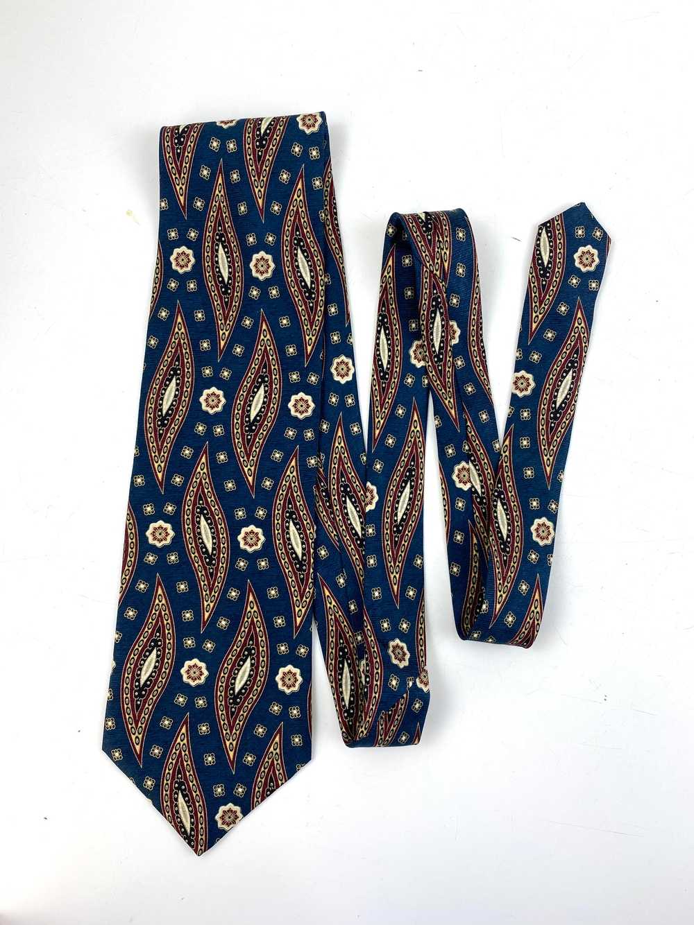 90s Deadstock Silk Necktie, Men's Vintage Teal/ G… - image 1