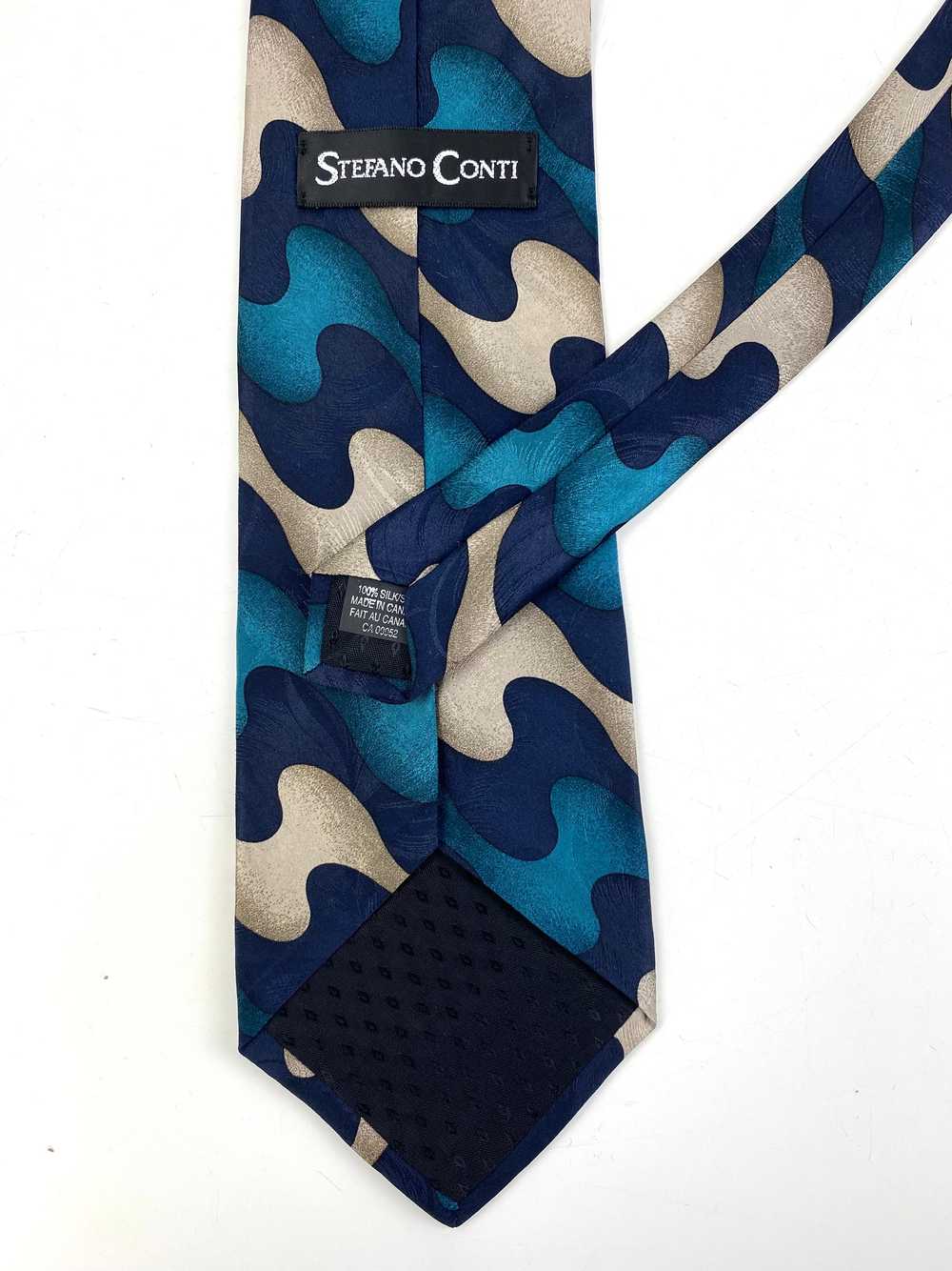 90s Deadstock Silk Necktie, Men's Vintage Teal/ N… - image 3