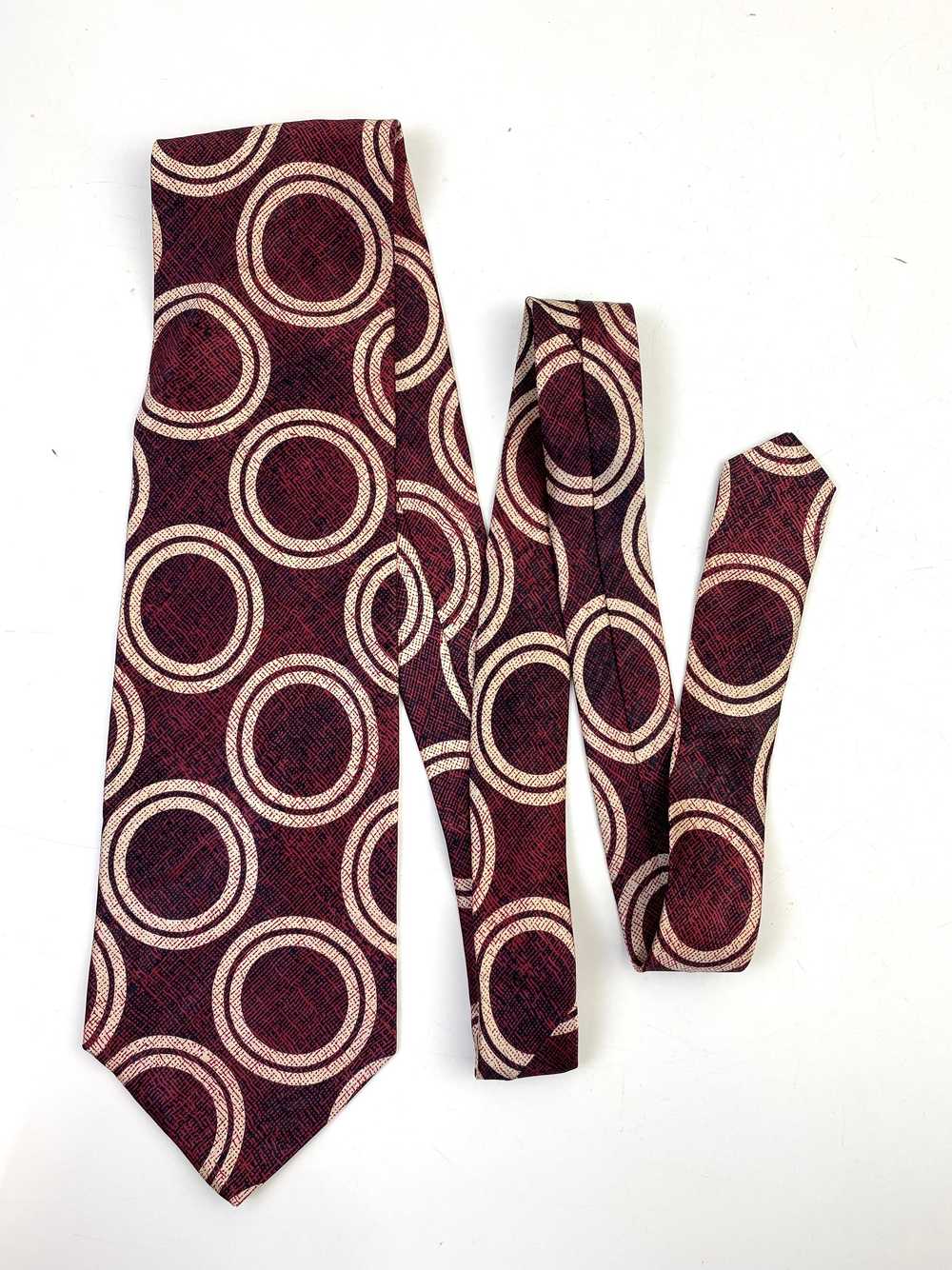90s Deadstock Silk Necktie, Men's Vintage Wine Ci… - image 1