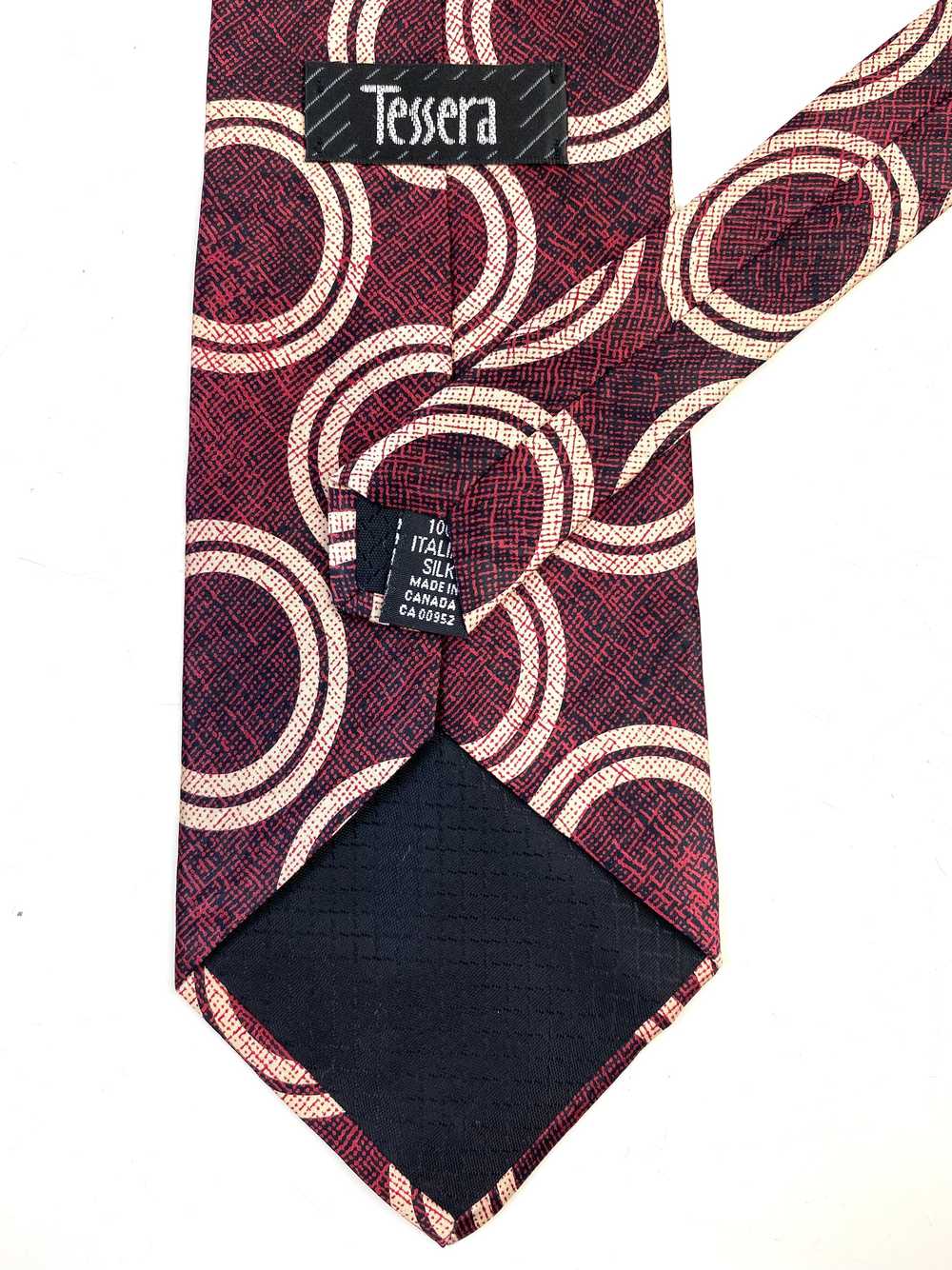 90s Deadstock Silk Necktie, Men's Vintage Wine Ci… - image 3