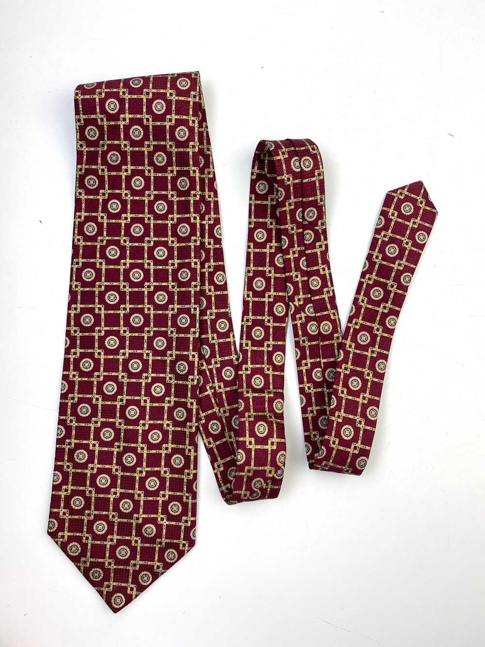 90s Deadstock Silk Necktie, Men's Vintage Wine Ge… - image 1