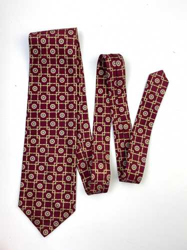 90s Deadstock Silk Necktie, Men's Vintage Wine Ge… - image 1