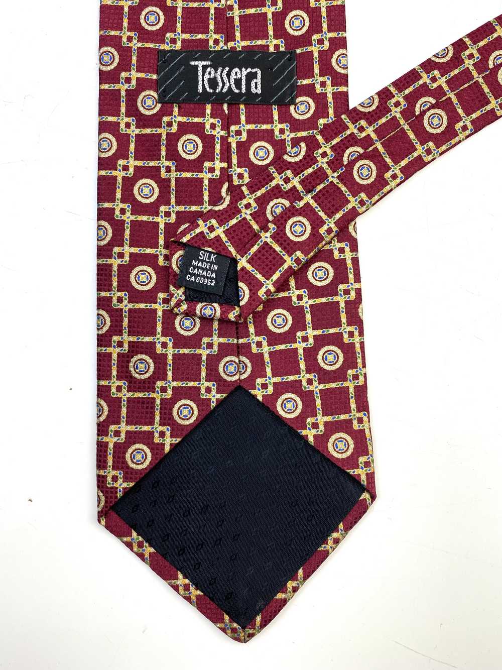 90s Deadstock Silk Necktie, Men's Vintage Wine Ge… - image 3