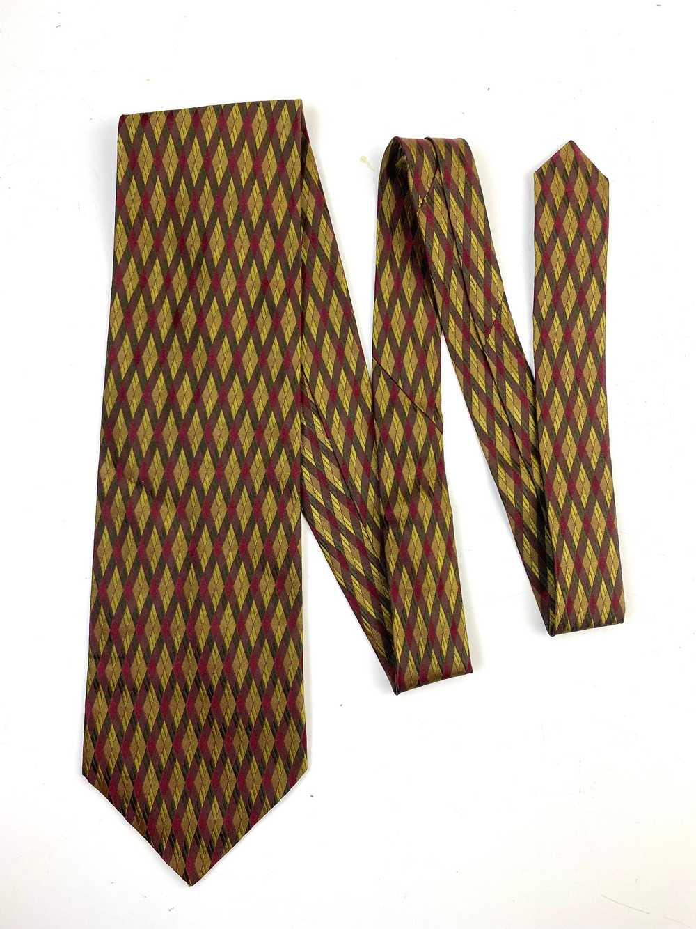 90s Deadstock Silk Necktie, Men's Vintage Wine/ G… - image 1