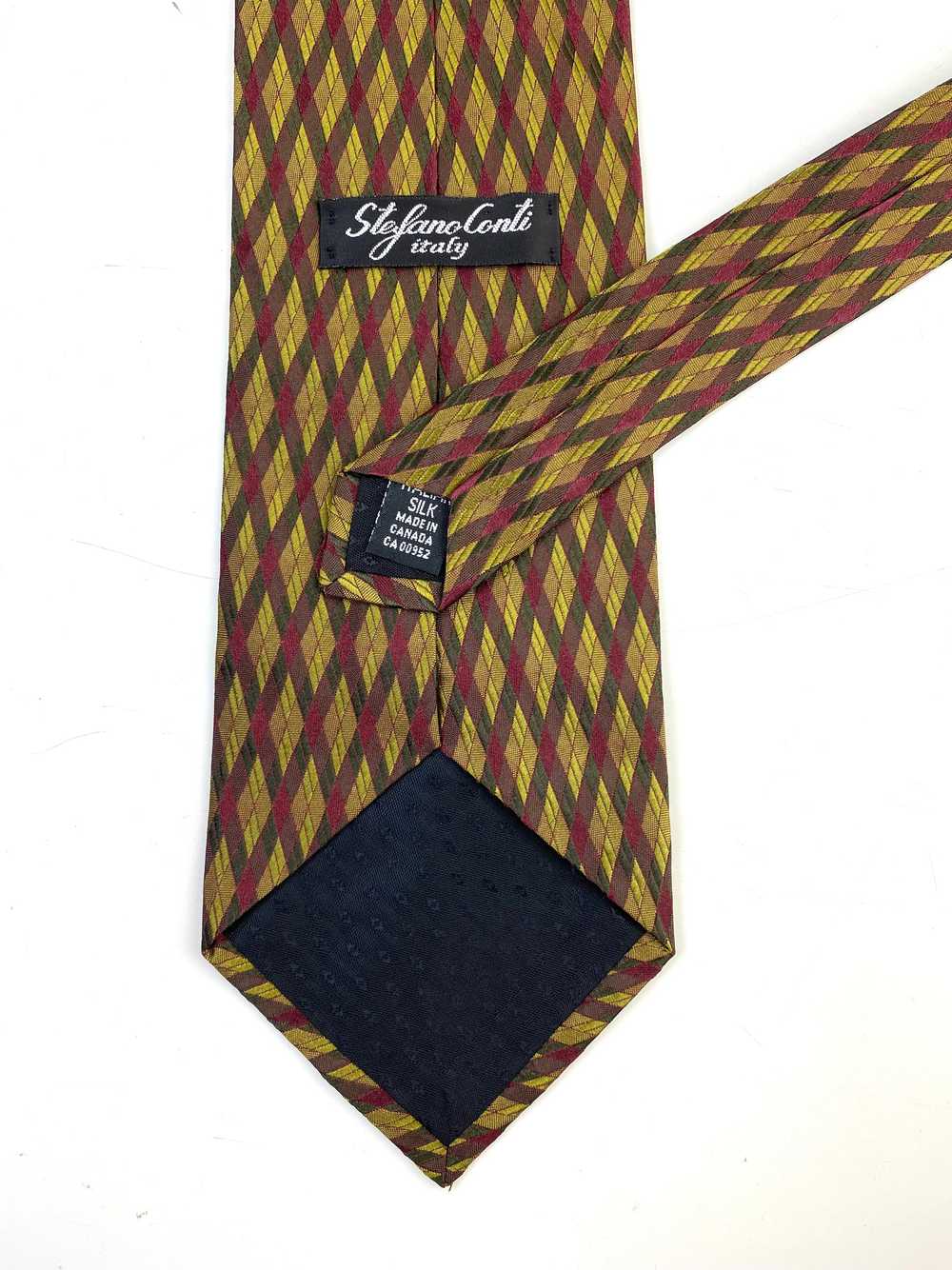 90s Deadstock Silk Necktie, Men's Vintage Wine/ G… - image 3