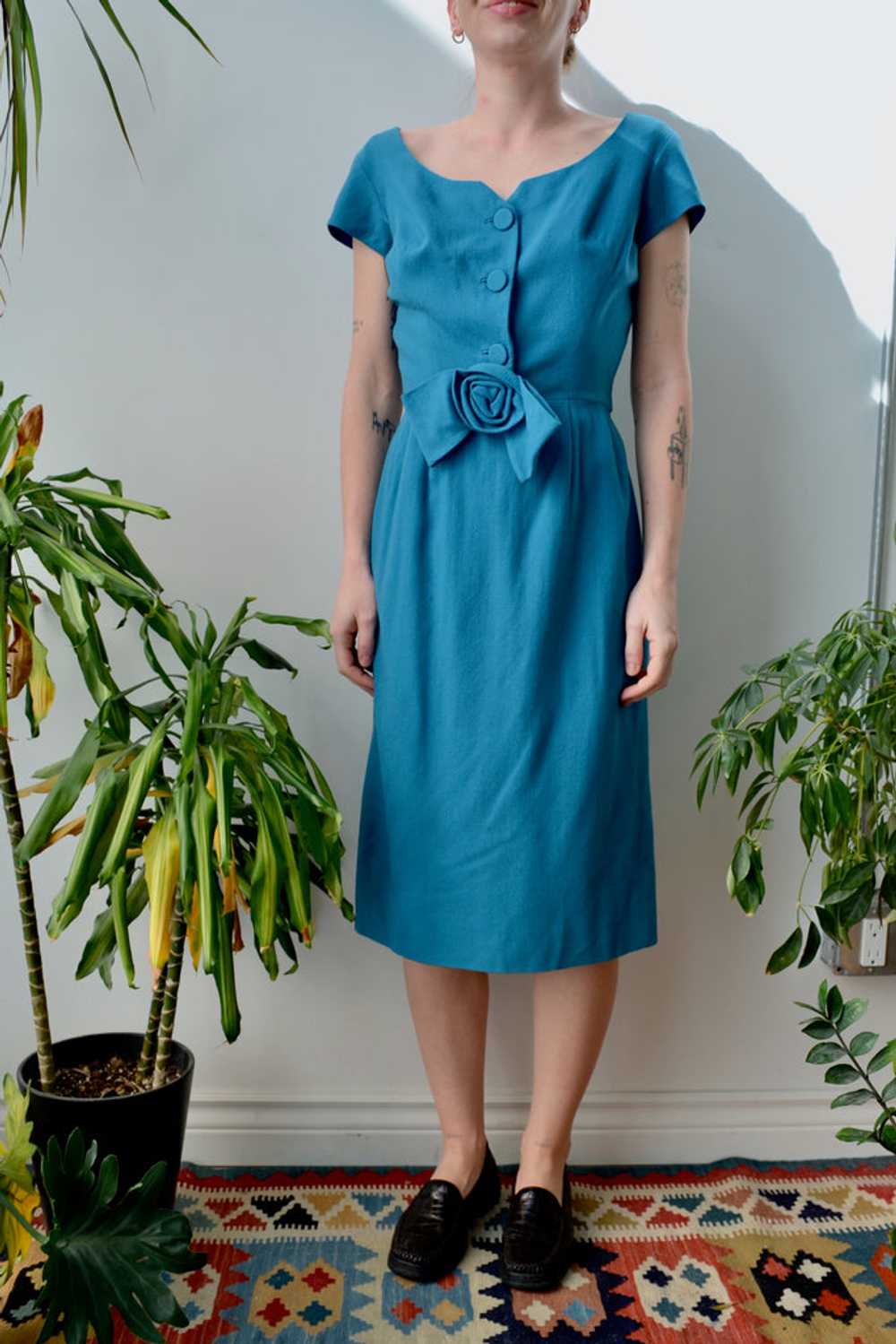 Sixties Teal Wiggle Dress - image 1