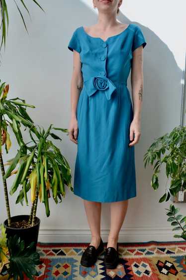 Sixties Teal Wiggle Dress - image 1