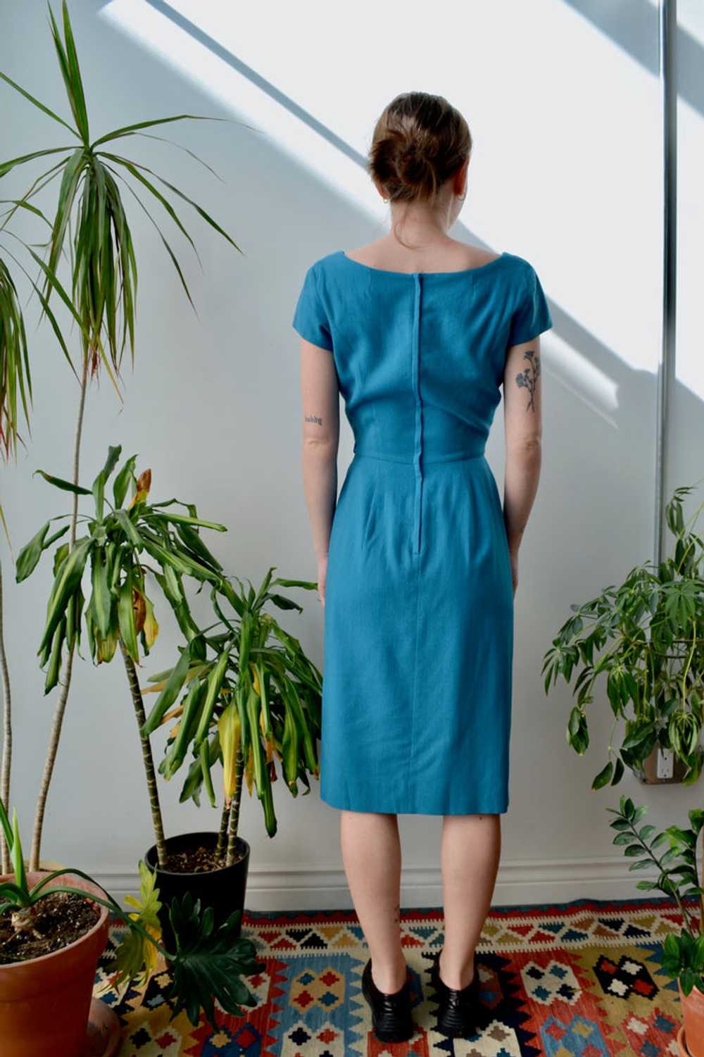Sixties Teal Wiggle Dress - image 2