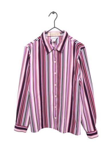 Berry Striped Button Blouse - image 1