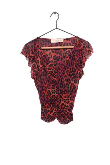 Y2K Slinky Leopard Ruffle Top