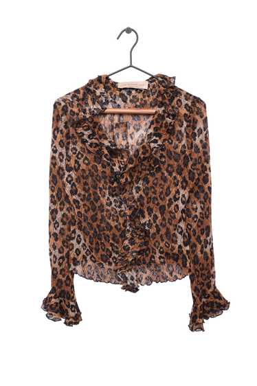 Y2K Leopard Ruffle Top