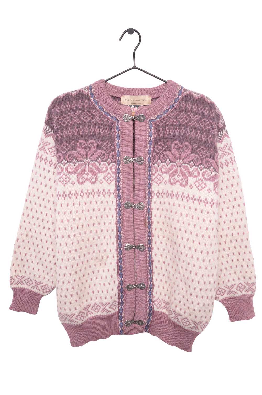 Nordic Floral Wool Cardigan - image 1