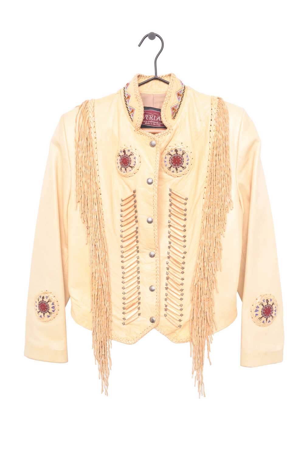 Beaded Fringe Leather Jacket - image 1