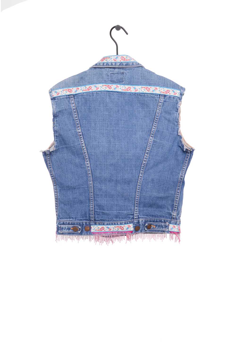 1970s Wrangler Beaded Denim Vest - image 2