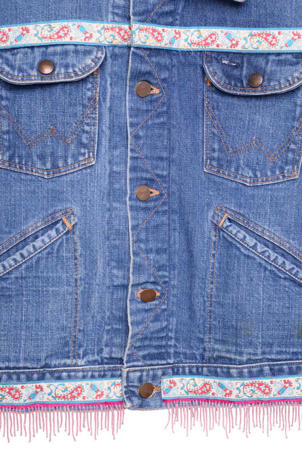 1970s Wrangler Beaded Denim Vest - image 3