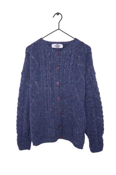 Wool Cable Knit Cardigan - image 1