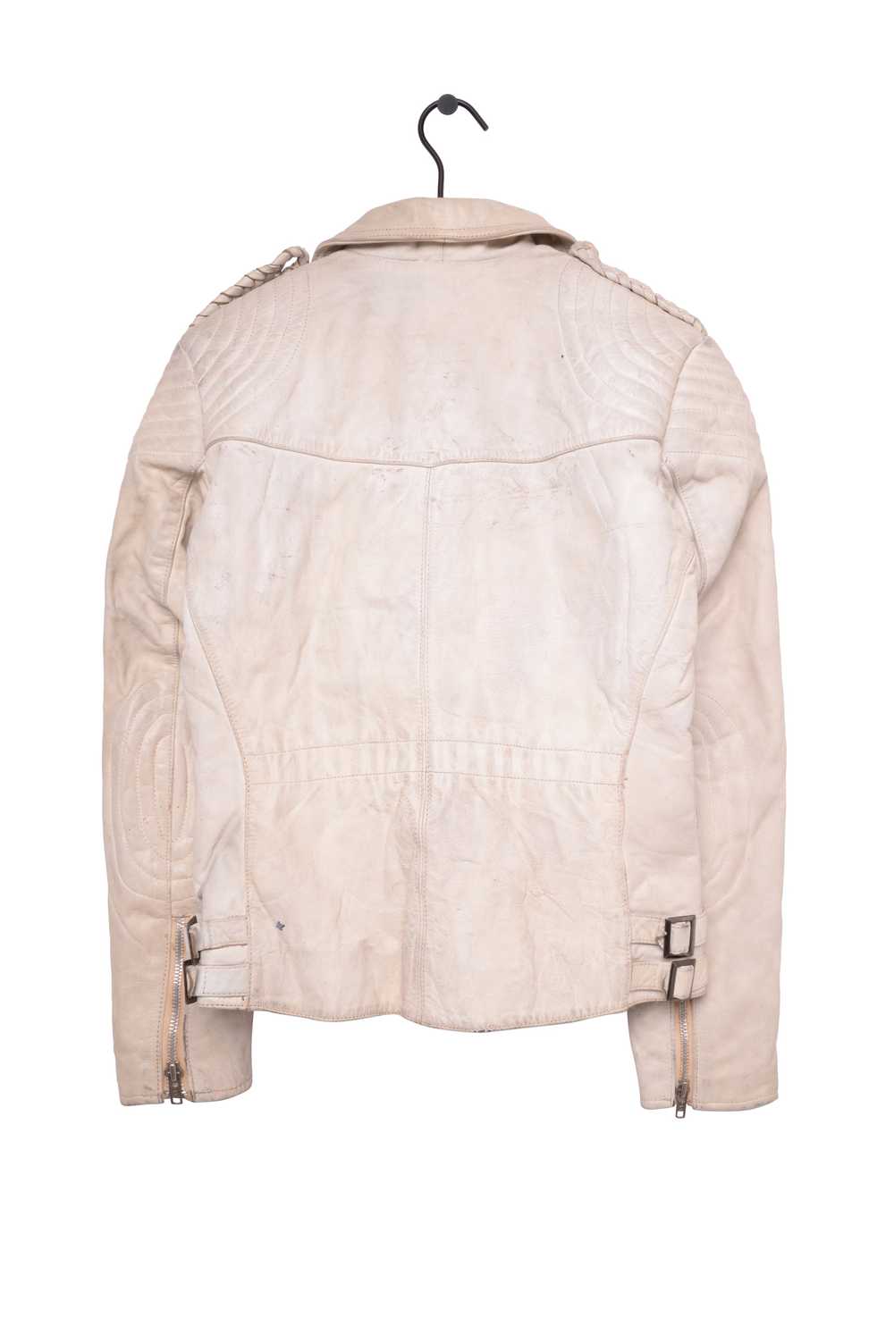 1970s Cream Leather Moto Jacket - image 3