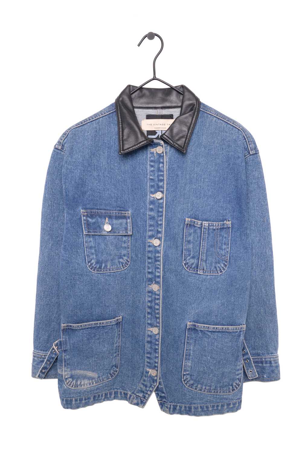 Leather Collar Denim Work Jacket - Gem