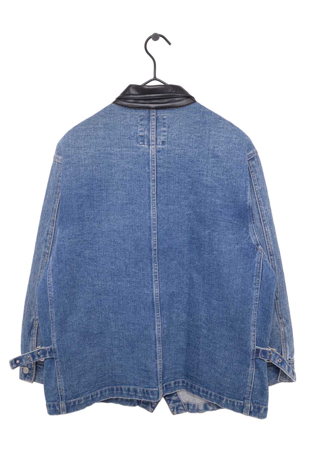 Leather Collar Denim Work Jacket - Gem