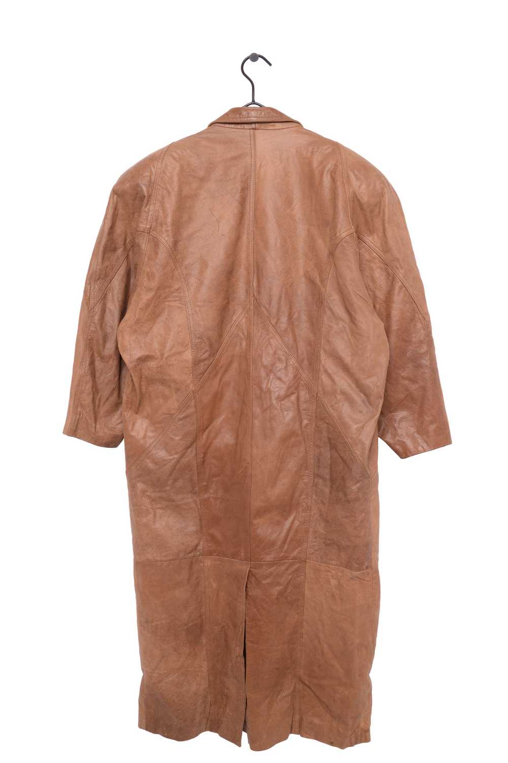 Camel Long Leather Jacket - image 3
