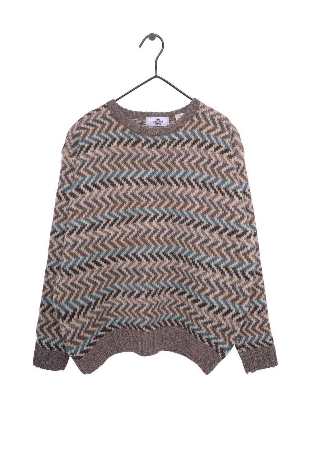 Earthy Wool Zigzag Sweater - image 1