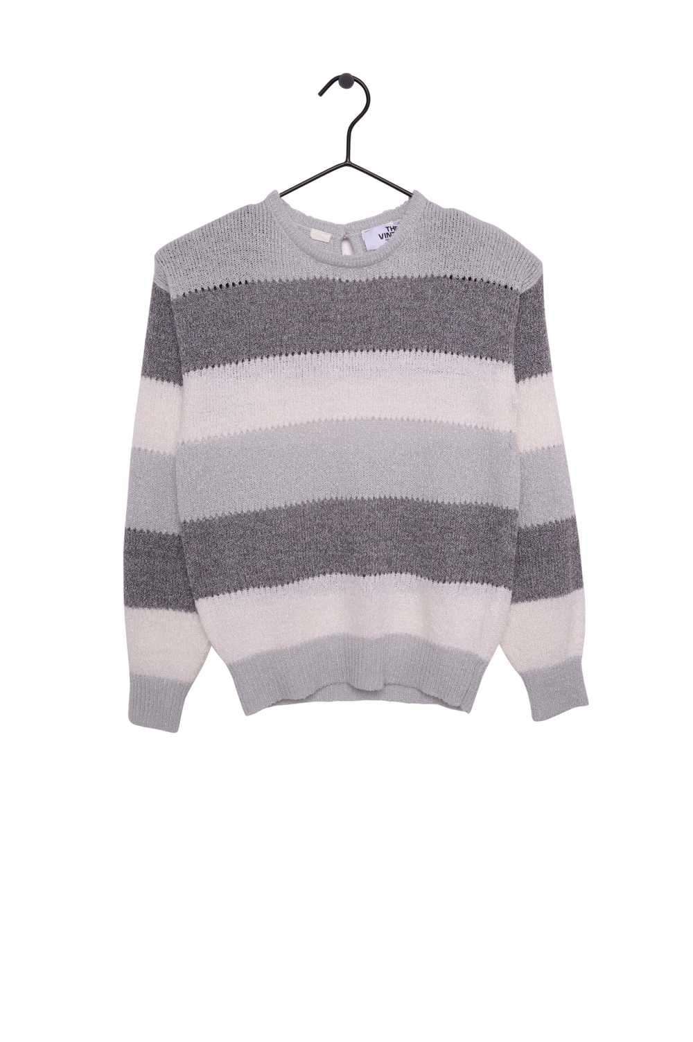1980s Grayscale Stripe Sweater - image 1