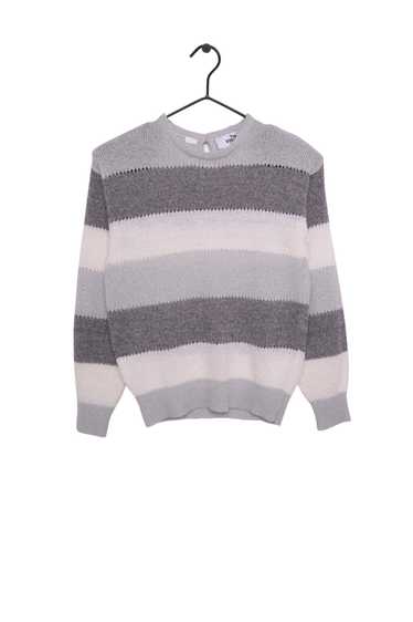 1980s Grayscale Stripe Sweater - image 1