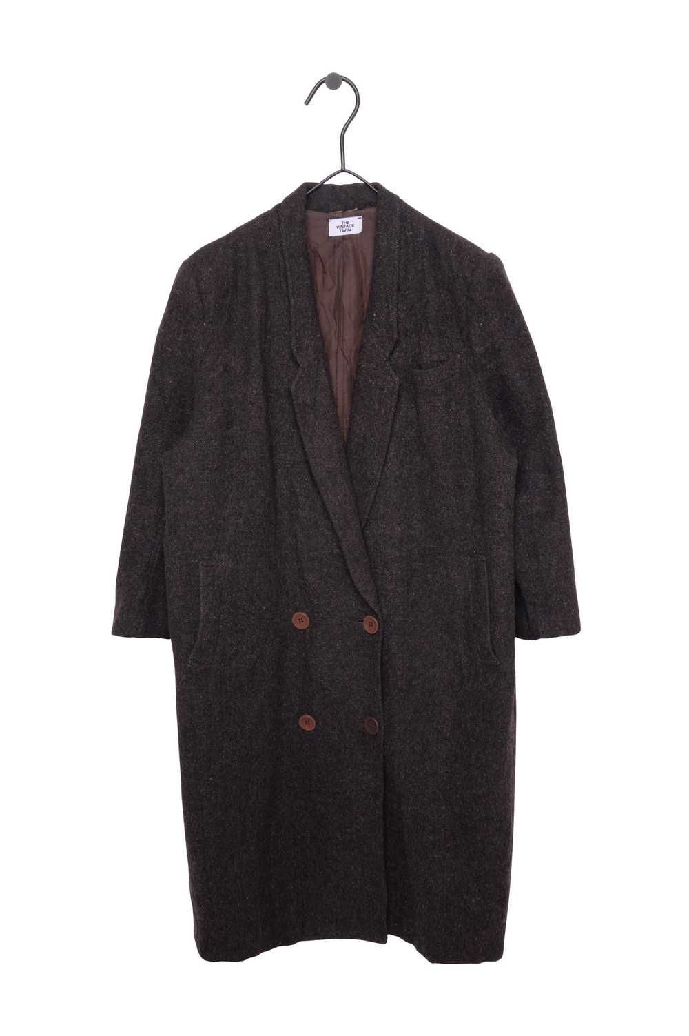 Textured Chocolate Wool Coat - image 1