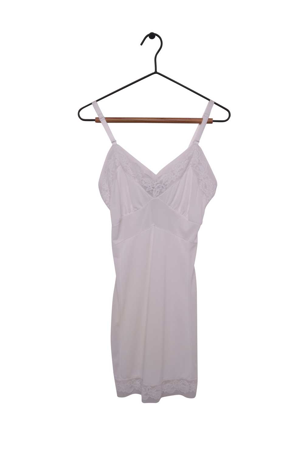 White Lace Panel Slip Dress - image 1