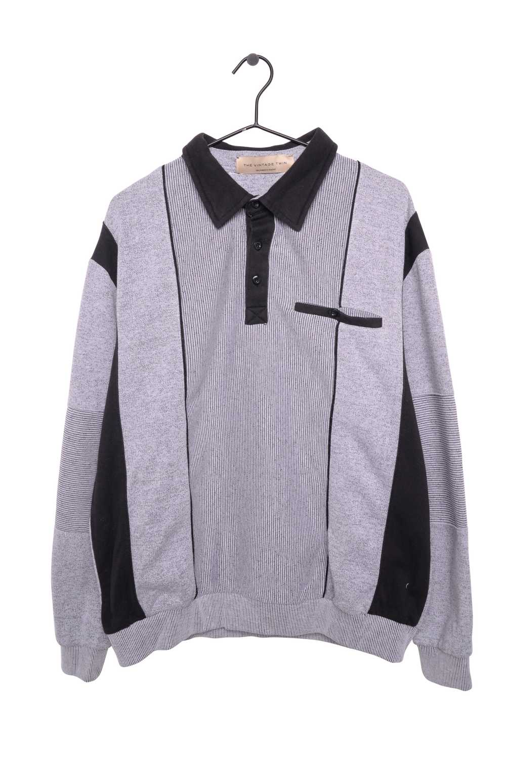 Gray Colorblock Collared Sweatshirt - image 1