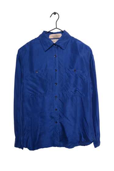 Blue Silk Button Top - image 1