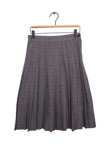 Pleated Plaid Midi Skirt - image 1