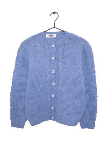 Blue Cable Knit Cardigan - image 1