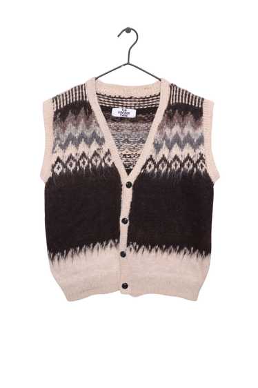 Wool Geometric Button Sweater Vest - image 1