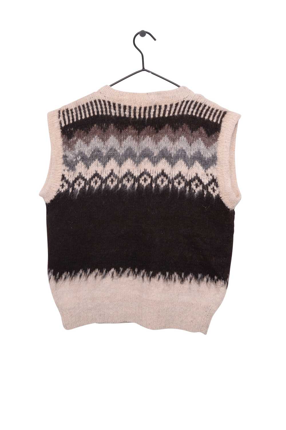 Wool Geometric Button Sweater Vest - image 2