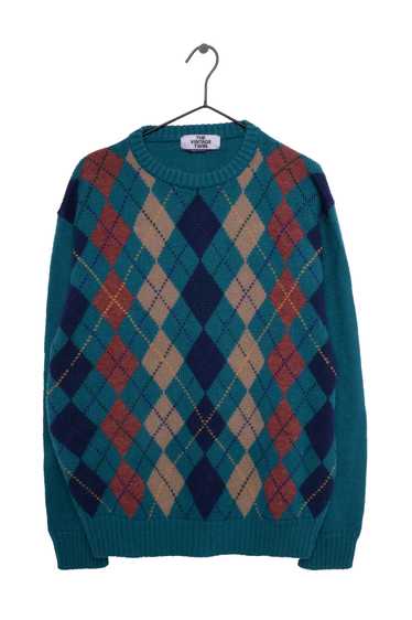 Teal Argyle Sweater - image 1
